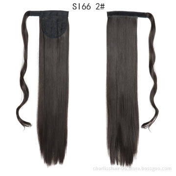 Top Quality Silky Straight High Ponytail For Black Women Pour Petite Fille Wrap Around Synthetic Clip Hair Ponytails Extensions